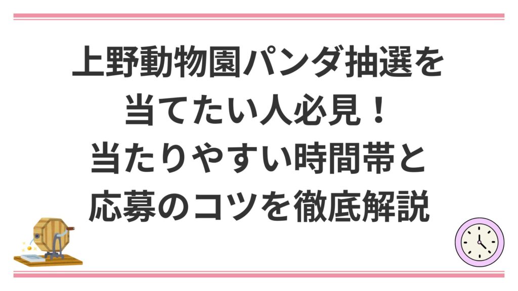 上野動物園パンダ抽選を当てたい人必見！当たりやすい時間帯と応募のコツを徹底解説