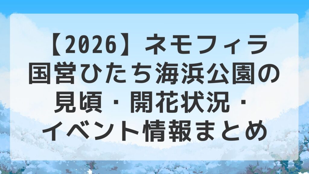 【2026】ネモフィラ｜国営ひたち海浜公園の見頃・開花状況・イベント情報まとめ