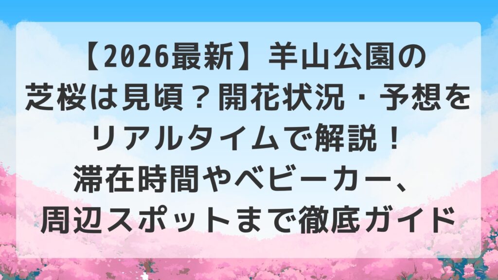 【2026最新】羊山公園の芝桜は見頃？開花状況・予想をリアルタイムで解説！滞在時間やベビーカー、周辺スポットまで徹底ガイド