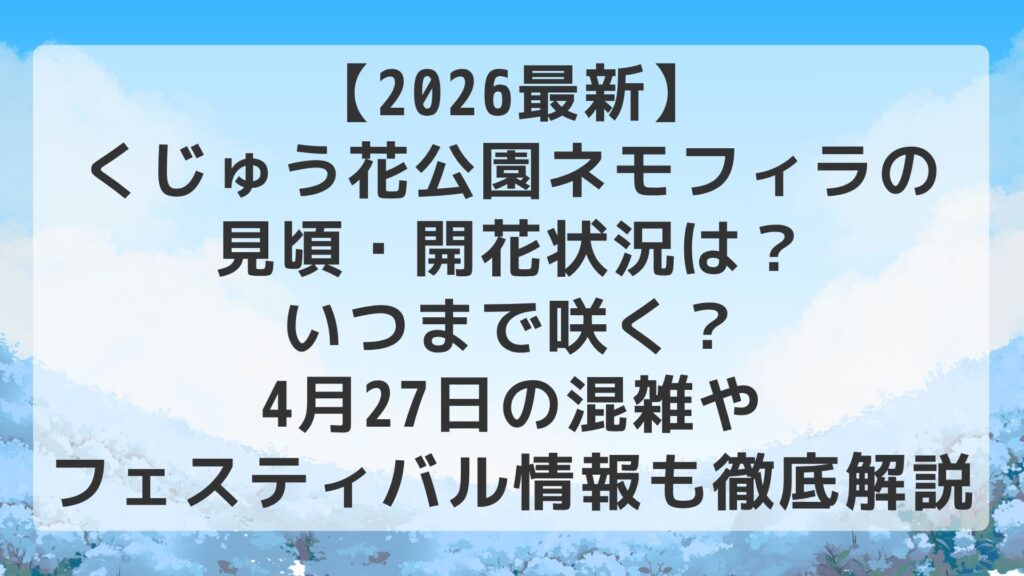 【2026最新】くじゅう花公園ネモフィラの見頃・開花状況は？いつまで咲く？4月27日の混雑やフェスティバル情報も徹底解説