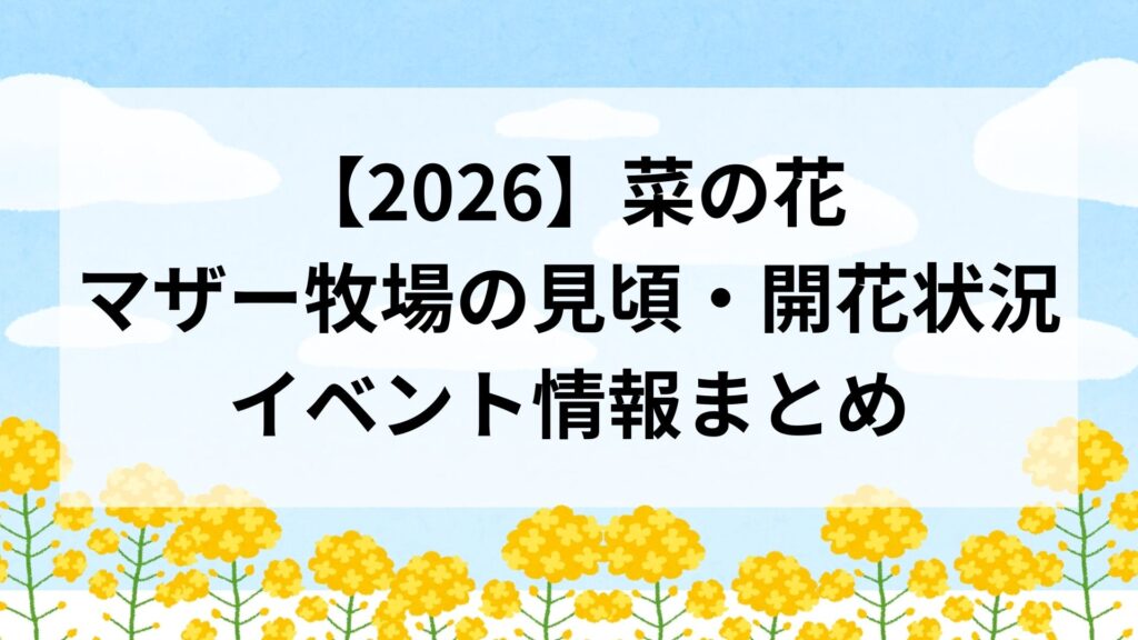 【2026】菜の花｜マザー牧場の見頃・開花状況・イベント情報まとめ