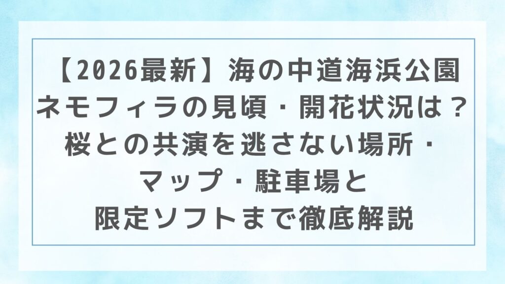 【2026最新】海の中道海浜公園ネモフィラの見頃・開花状況は？桜との共演を逃さない場所・マップ・駐車場と限定ソフトまで徹底解説