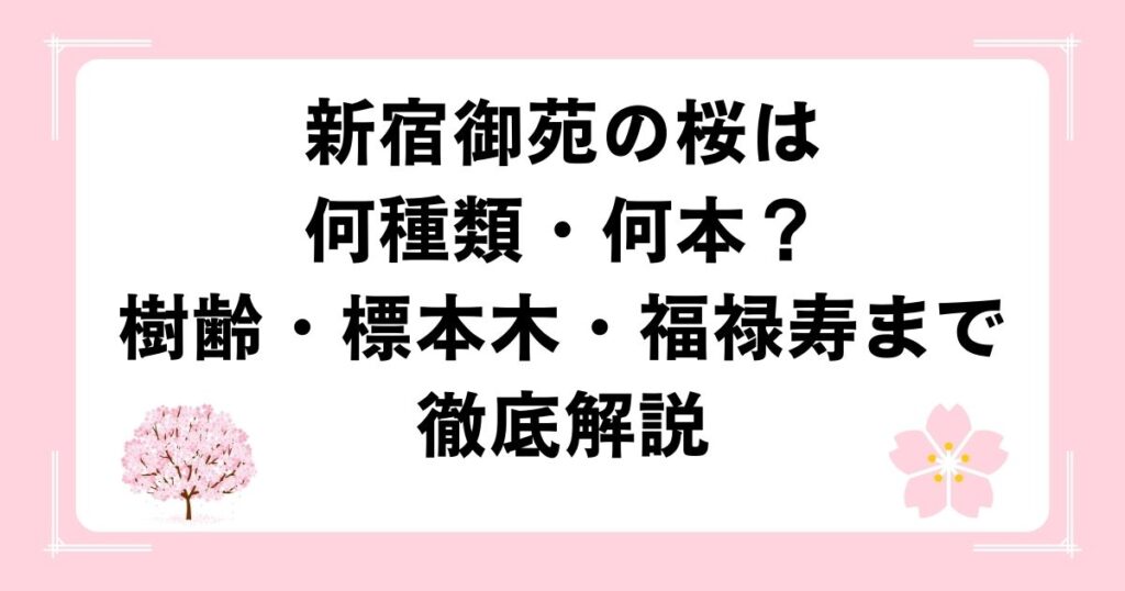 新宿御苑の桜は何種類・何本？樹齢・標本木・福禄寿まで徹底解説