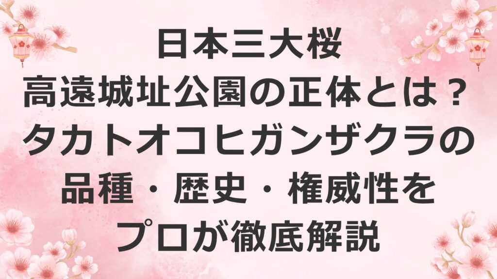 日本三大桜・高遠城址公園の正体とは？タカトオコヒガンザクラの品種・歴史・権威性をプロが徹底解説