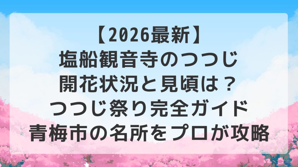 【2026最新】塩船観音寺のつつじ開花状況と見頃は？つつじ祭り完全ガイド｜青梅市の名所をプロが攻略